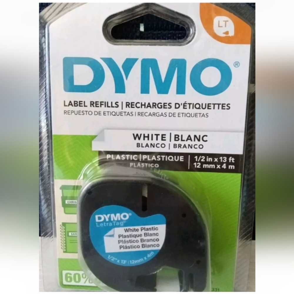 DYMO 1/2"X13' LetraTag WhitePlastic Labels -NEW